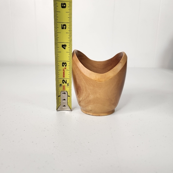 Miniature Danish Wood Egg Holder Trinket Dish Carved Vintage Decor MCM 3.75" - Picture 8 of 8